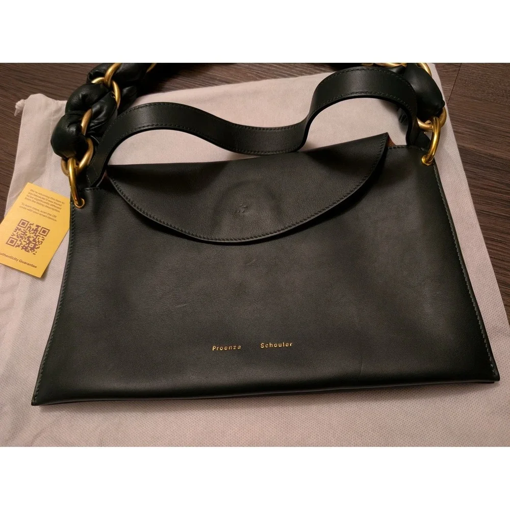 Proenza Schouler Green Leather Braided Handle‎ Shoulder Handbag READ Wedding